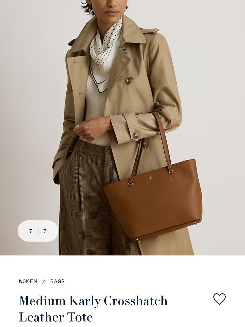 Ralph Lauren Medium Karly Leather Tote - Brown New
